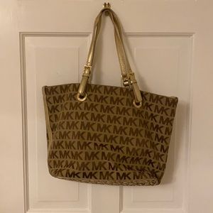 Michael Kors tote brown with gold accents